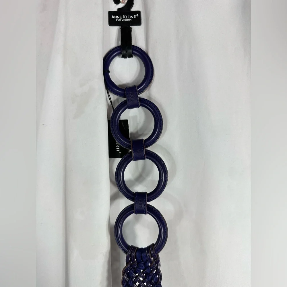 NWT anne klein II purple braided leather belt size L